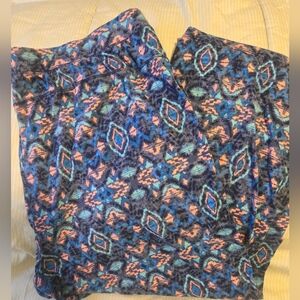 Colorful Geometric Patterned Cropped PJ Pants